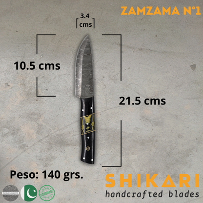 ZAMZAMA cuchillo chef acero damasco/Micarta