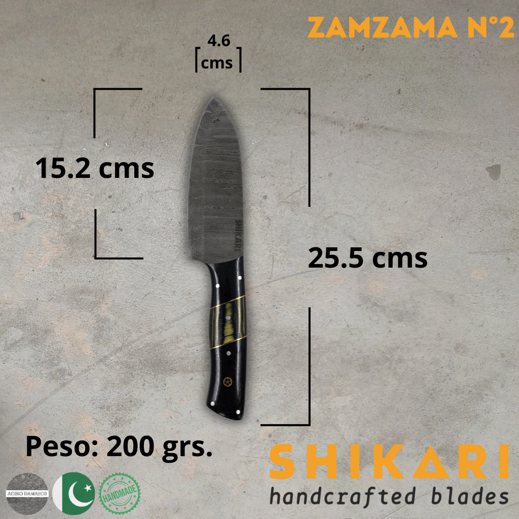 ZAMZAMA cuchillo chef acero damasco/Micarta