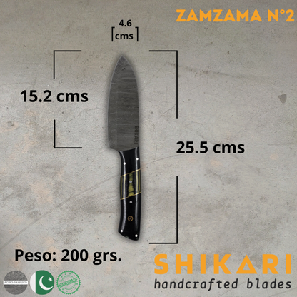 ZAMZAMA cuchillo chef acero damasco/Micarta