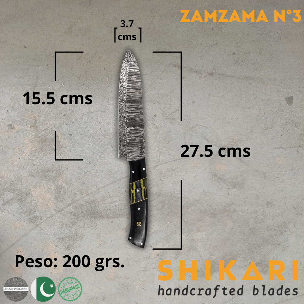 ZAMZAMA cuchillo chef acero damasco/Micarta