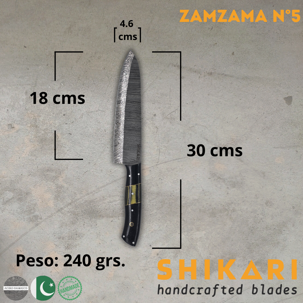 ZAMZAMA cuchillo chef acero damasco/Micarta