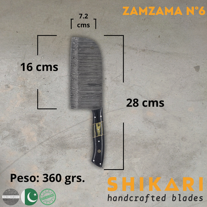 ZAMZAMA cuchillo chef acero damasco/Micarta
